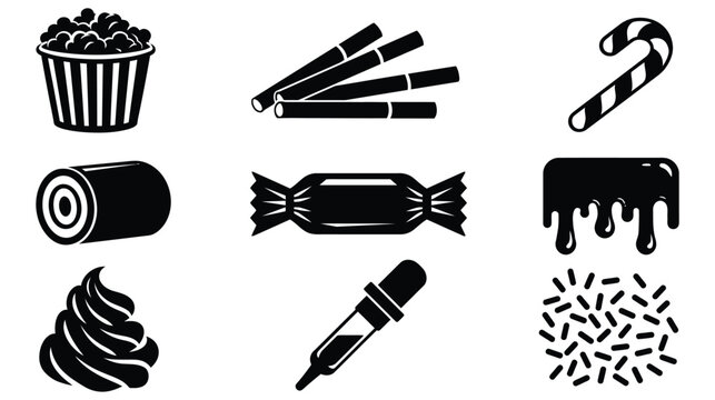 Sweet food and electronic cigarette liquid icon collection