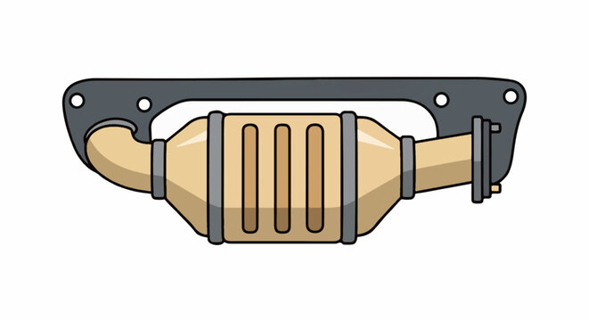 Stylized illustration of a vehicle exhaust catalytic converter component