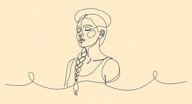 Minimalist line of a woman with braided hair
