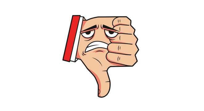 Expressive cartoon hand gesturing thumbs down displaying displeasure and conveying negative feedback or rejection in a visually striking and easily understandable manner conveying disapproval