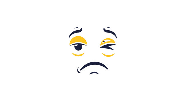 Expressive Cartoon Face Depicting Fatigue and Disappointment with a Drooping Mouth and Squinting Eyes Showing Slight Sadness and Weariness From Overwork or Lack of Sleep Affecting Mood