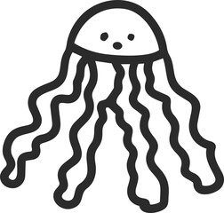 jellyfish line outline doodle icon © JJ Chamon