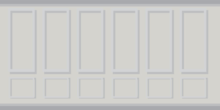 Classic white wall with wooden frames. Vector realistic illustration elegant room design with natural oak wood floor, vintage interior panels with molding decoration and baseboard, seamless background