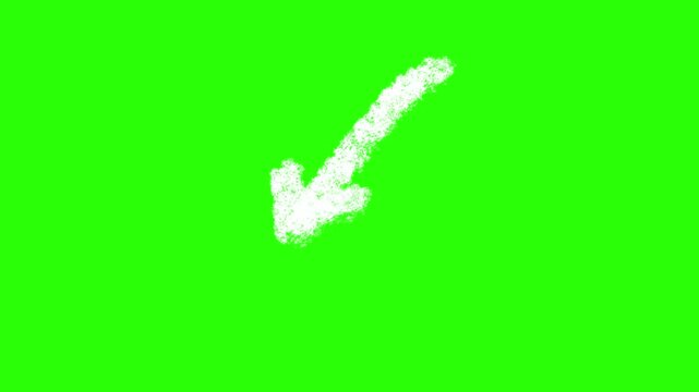 Arrow animation pointing down on green screen to guide viewer attention, highlight links, indicate downloads, or signal scrolling down in video editing, social media reels, and tutorials