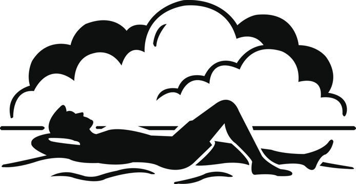Silhouette of a sunbathing man