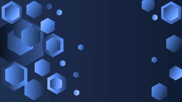 Abstract background with 3d hexagons clustered left and right gradient animation