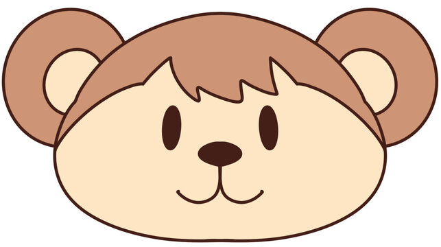 Cute brown monkey head face cartoon
