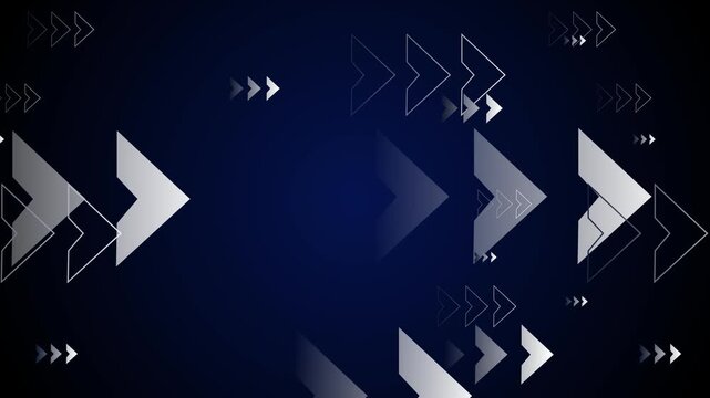 Dark abstract background with layered translucent and outlined chevron arrows pointing right animation