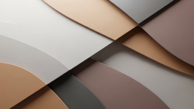 Abstract Geometric Color Layers with Soft Curves and Neutral Tones as a Modern Background.