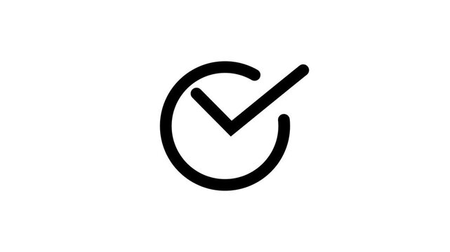 Glowing tick mark icon isolated on black Modern check mark icon animation on a white background.