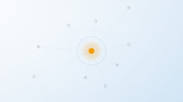 Minimalist Central Orange Node Radial Network Diagram
