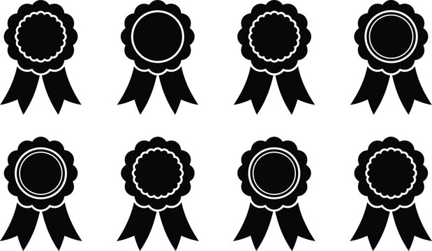 Black rosette award ribbons for recognition and achievement