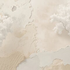 Naklejka premium Close up of a textured beige and white surface with abstract organic shapes and cracks abstract close