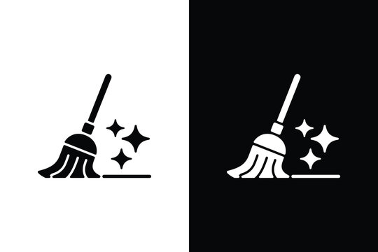 Cleaning tools broom and dustpan vector