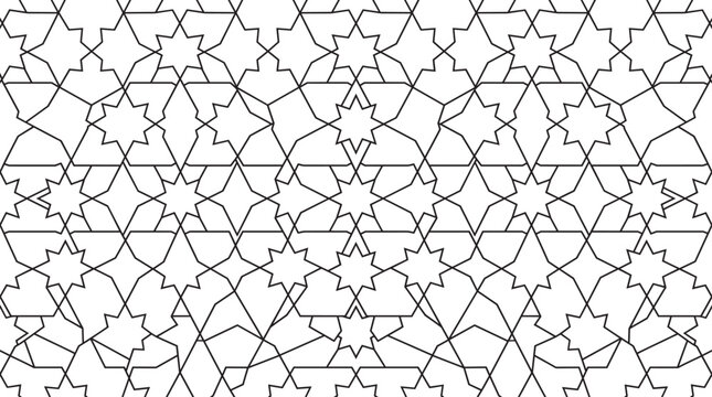 Islamic geometric pattern vector illustration using star shapes for architectural design.