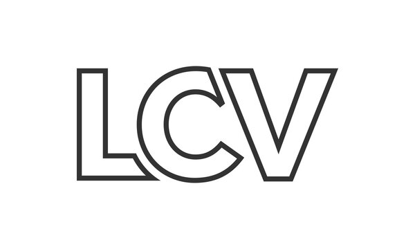 LCV logo design template with strong and modern bold text. Initial based vector logotype featuring simple and minimal typography. Trendy company identity.