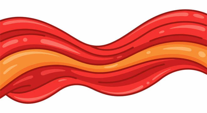Stylized, wavy strips of red and orange, resembling cooked bacon