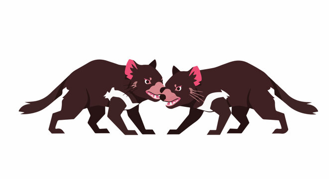 Two cartoon Tasmanian devils facing each other with snarls