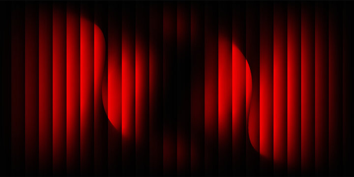 Abstract black background with glowing vertical red ribbed lines, creating a fractal glass effect, digital noise, or glitch. Editable vector illustration.eps,10