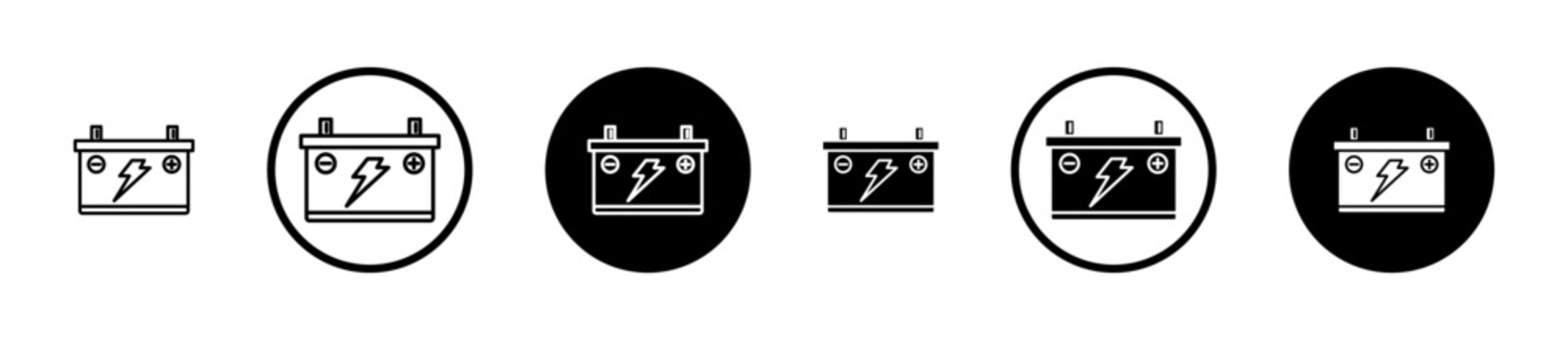 Car Battery icon filled flat and line versions