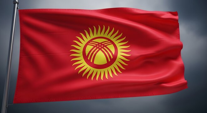 Kyrgyzstan national flag waving central asia symbolism political representation