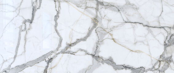 Fototapeta premium Marble background shows a beautiful white polished stone surface with natural organic grey vein paths
