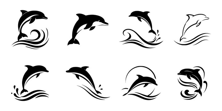 Silhouettes Jumping dolphins 