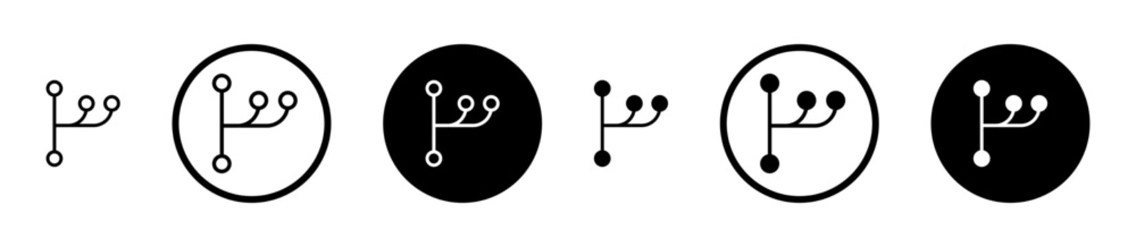 Code branch icon filled flat and line versions