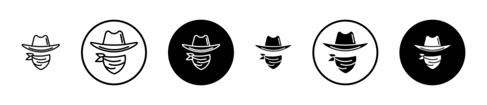 Cowboy icon filled flat and line versions