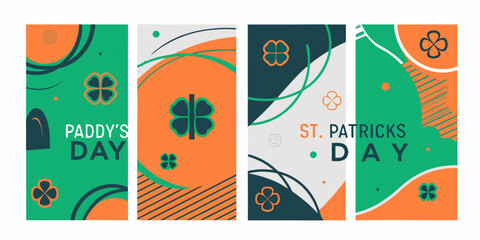 Fototapeta premium St Patrick s Day floral ornaments and abstract shapes vector illustration