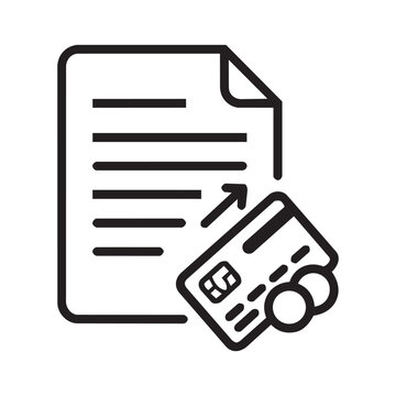 Credit card and billing document vector icon showing payment processing and financial transaction flow 1:1 aspect ratio 8K ultra quality with transaction document processing purchase commerce