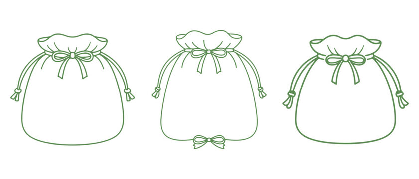 Minimalist Drawstring Bag Line Art Set