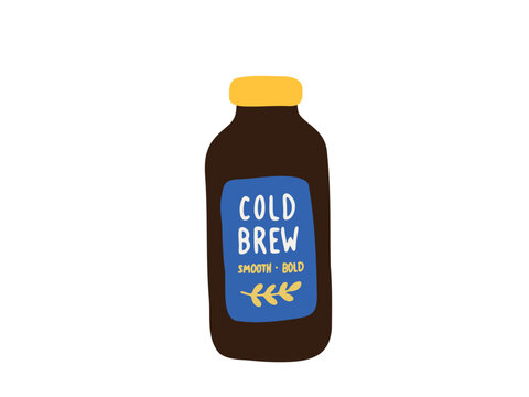 Flat illustration of a mocha frappe with whipped cream and chocolate topping on white background. Tasty blended coffee graphic for menus, stickers, and cafe designs.