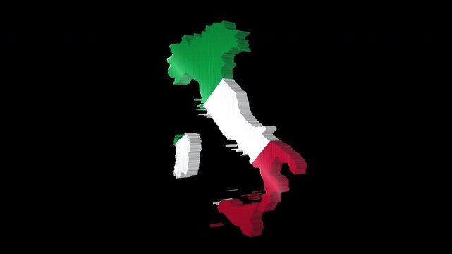Italy 3D Rotating Flag Map Alpha Channel Loop