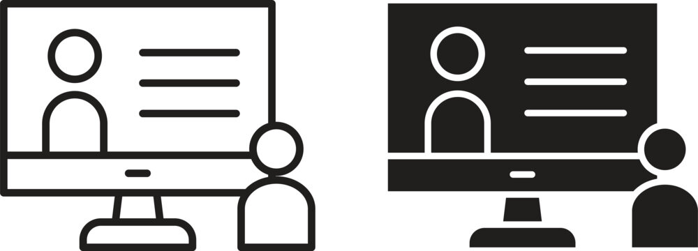 Online course icon collection. Minimal icon and symbol