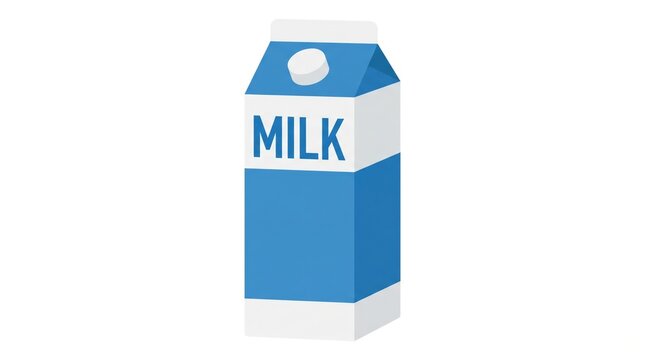 Milk carton beverage product packaging isolated on white background, copy space