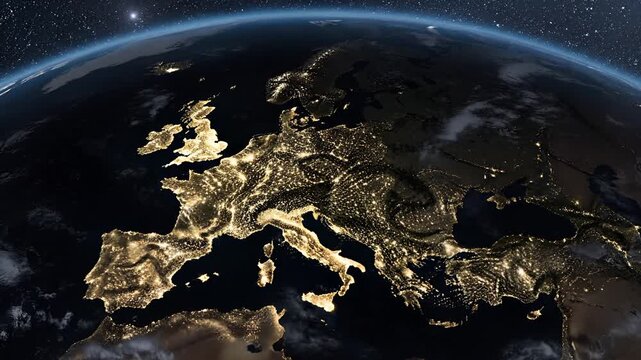 Earth from Space Europe Illuminated at Night.