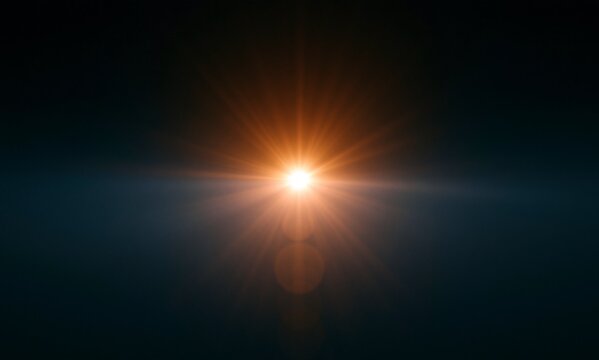 Abstract Light Effect with Lens Flare on Dark Background for Overlay Element