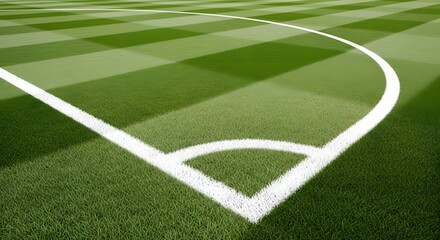 Obraz premium Corner of a well maintained soccer field with vibrant green grass