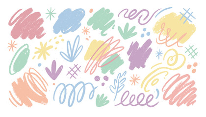 Obraz premium Cute colorful abstract doodles and scribbles vector illustration.
