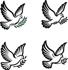 Fototapeta premium Flying Pigeon Silhouette Graphic Set Vector