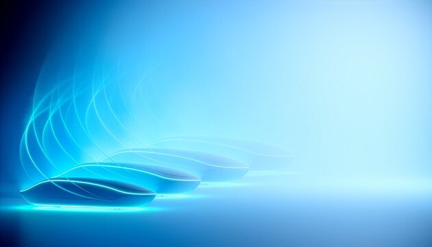 Futuristic computer mouse design with glowing blue neon light trails and streamlined ergonomic shape　青いネオンが美しく輝く流線型の未来的パソコン用ワイヤレスマウスのコンセプト背景　イラスト