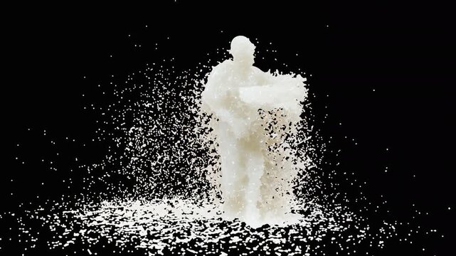 Milk Splash Breakdance Character with Alpha Matte