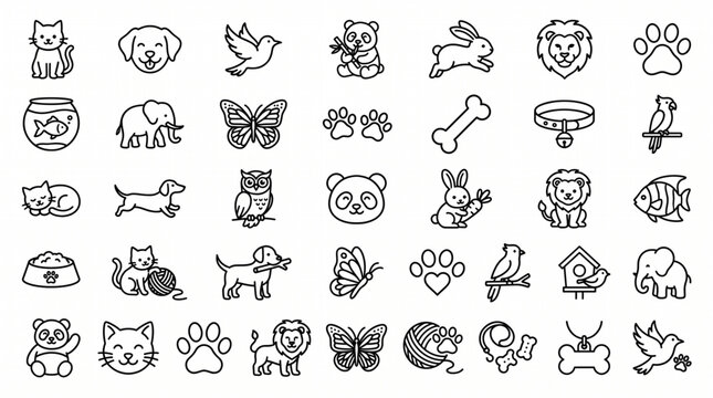 A collection of various animal icons and illustrations are displayed.