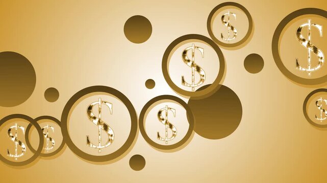 Dollar symbol circles on gradient background animation