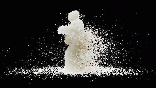 Milk Splash Breakdance Character with Alpha Matte