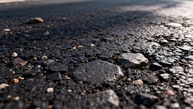 Closeup of asphalt road surface