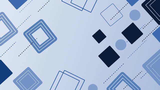 Abstract geometric background with overlapping squares and circles animation
