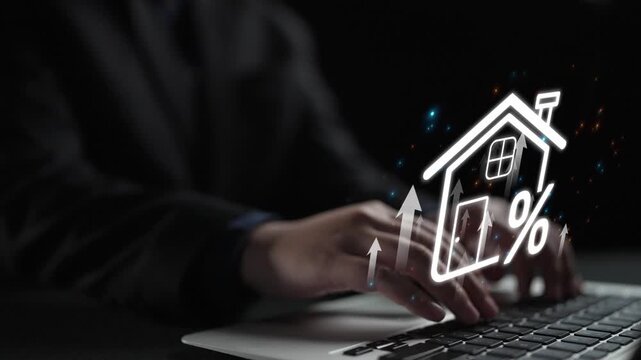 Real estate investment profit illustration showing rising house value, property return, and real estate profit growth. Real estate investment icons highlight ROI in real estate investment. Muxer