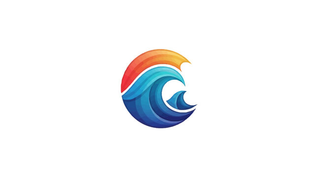 Multicolored wave logo design element.